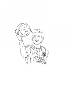 Lionel Messi Holding the Ball Coloring Page