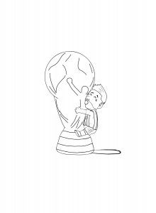 Leo Messi Kissing the Trophy Coloring Page