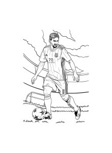 Messi on the Soccer Field Coloring Page