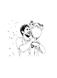 Messi Lifting the Champions Cup Coloring Page