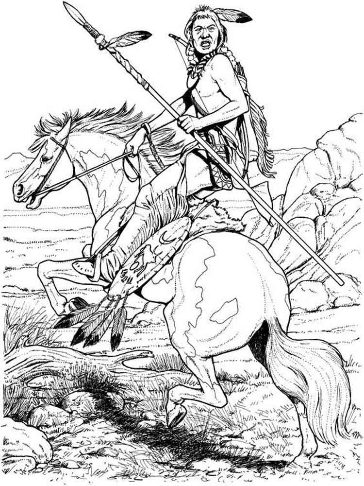 Native American boy coloring pages. Free Printable Native American boy