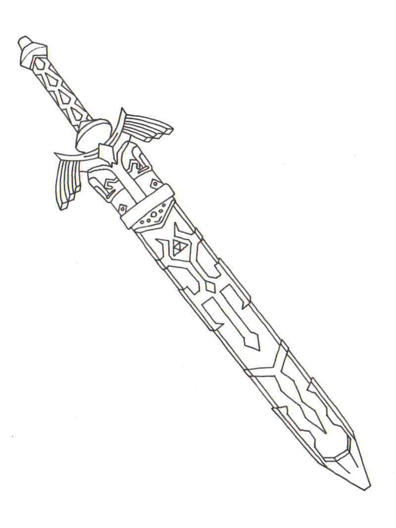 Sword coloring pages are made for children and contain black and white imag...