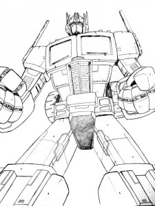 Optimus Prime Clenching His Fists Coloring Page