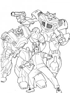 Autobots with a Human Coloring Page