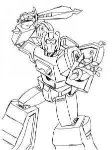 Transformer Swinging a Sword Coloring Page