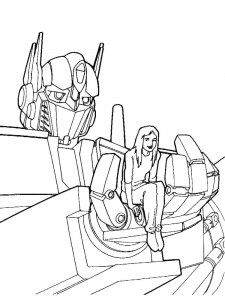 Optimus Holding a Girl Coloring Page