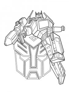 Optimus Prime with Autobots Logo Background Coloring Page
