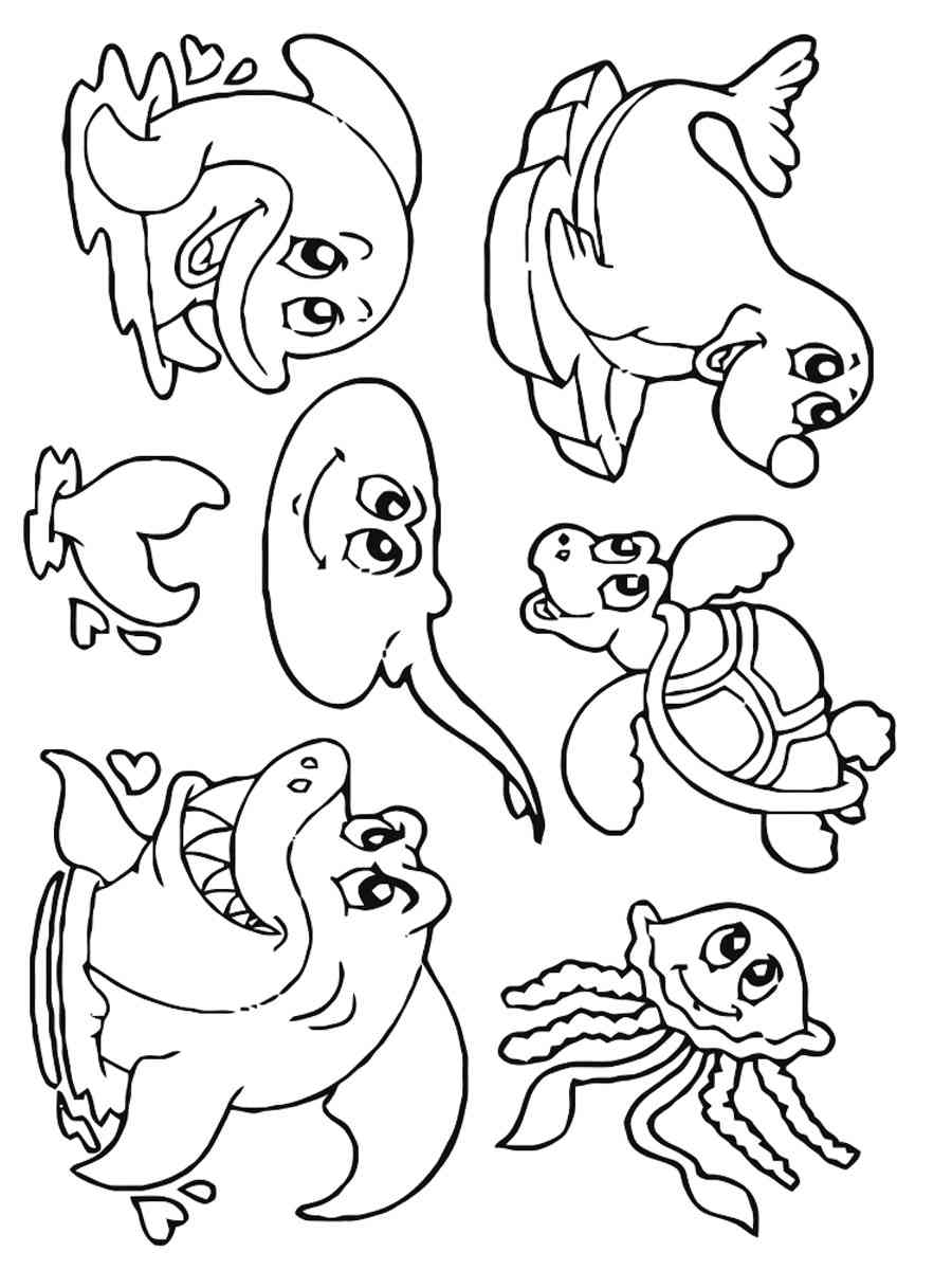 Sea Animals coloring page - Free printable