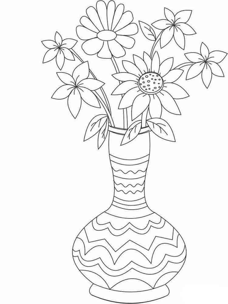 Download Flowers in a Vase coloring pages. Download and print ...