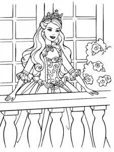 Coloring Barbie princess came out on the balcony