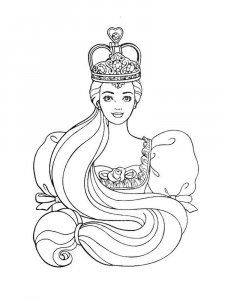 Coloring Barbie princess with a crown on her head