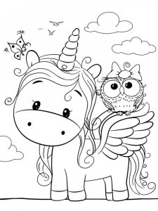 Cute Unicorn coloring page 4 - Free printable
