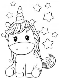 Cute Unicorn coloring page 9 - Free printable