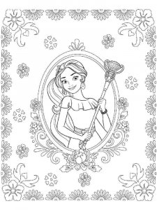Coloring page portrait of Elena of Avalor