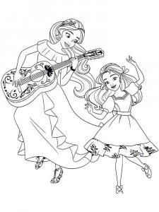 Coloring page Elena plays the guitar for her sister