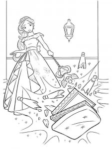 Coloring page Elena broke the chair with a magic wand