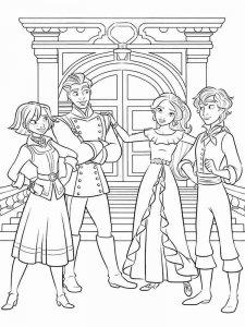 Coloring page Elena surrounded by relatives