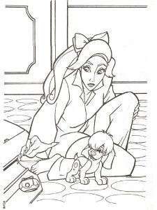 Free coloring Anastasia with her puppy