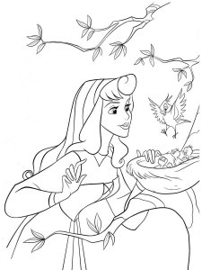 Coloring page Aurora and nest with chicks