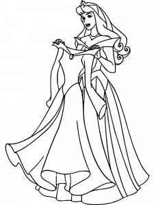 Coloring page Aurora chooses a dress