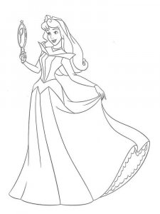 Coloring page Aurora looks in the mirror