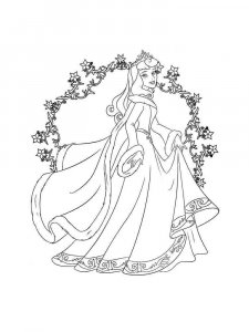 Coloring page Aurora in dress and coat