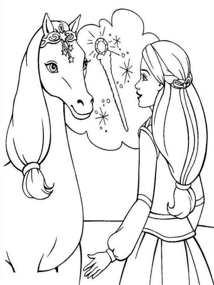 Barbie and Horse coloring pages. Free Printable Barbie and Horse