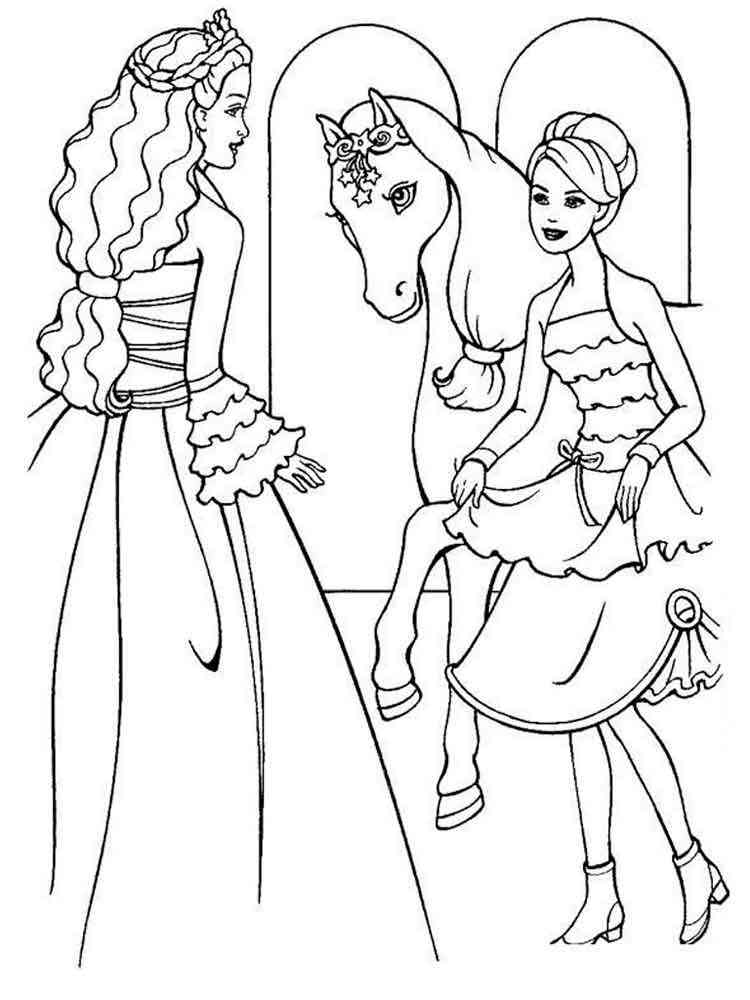 Download Barbie and Horse coloring pages. Free Printable Barbie and ...
