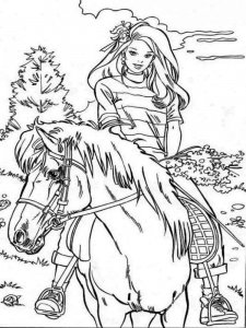 Barbie and Horse coloring page 3 - Free printable