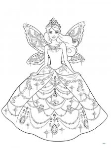 Coloring Barbie Fairy in a beautiful dress