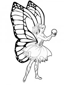 Coloring page Fairy Barbie holding a magic ball