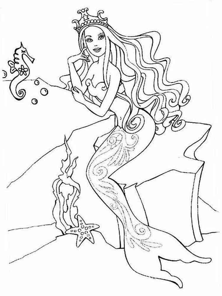 Barbie Mermaid coloring pages. Download and print Barbie Mermaid
