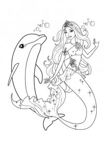 Coloring Barbie mermaid and dolphin