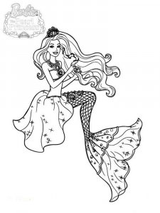 Coloring Barbie mermaid with beautiful hair