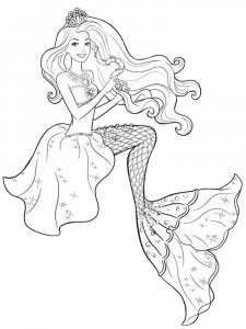 Coloring Barbie Mermaid Posing