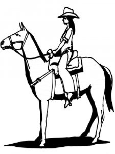 Cowgirl and Horse coloring page 3 - Free printable
