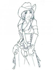 Cowgirl coloring page 3 - Free printable