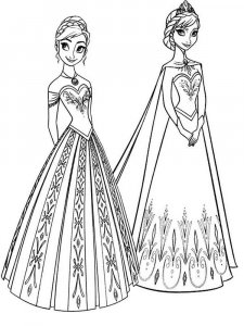 Coloring pages modest Elsa and Anna