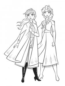 Coloring pagesbeautiful princesses Elsa and Anna