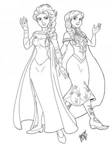 Coloring pages Brave Elsa and Anna