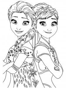Coloring pages Elsa and Anna the main characters of the cartoon Frozen