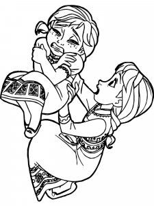 Coloring pages little princesses Elsa and Anna
