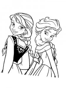 Coloring Elsa and Anna from Frozen cartoon