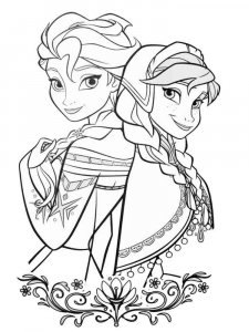 Coloring cute princess Elsa with Anna