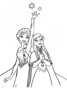 Coloring pages beautiful Anna and Elsa