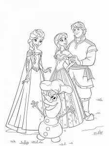 Coloring pages Anna, Elsa, Kristoff and Olaf