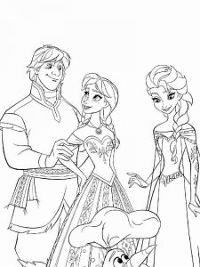 Coloring pages Kristoff, Anna and Elsa