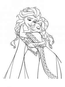 Coloring Elsa and Anna in a tight embrace