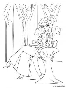 Coloring pages Elsa on the ice throne