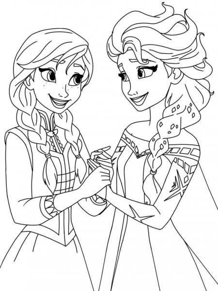 Elsa and Anna Coloring Page